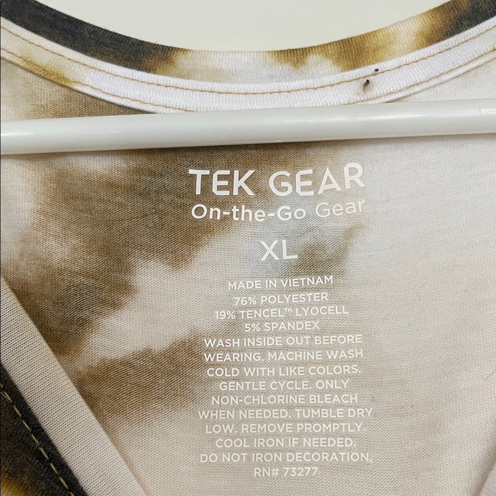 Tek Gear Cream and Brown Tie-Dye Long Sleeve Top - Picture 2 of 4